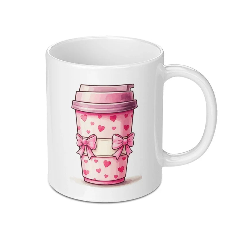 Pink Coffee Mug, Heart Mug, Cute Mug, Valentine Mug, Coffee Lover Gift, Gift For Her, Drinkware, Novelty Mug, Valentine's Day Gift - Tawshia