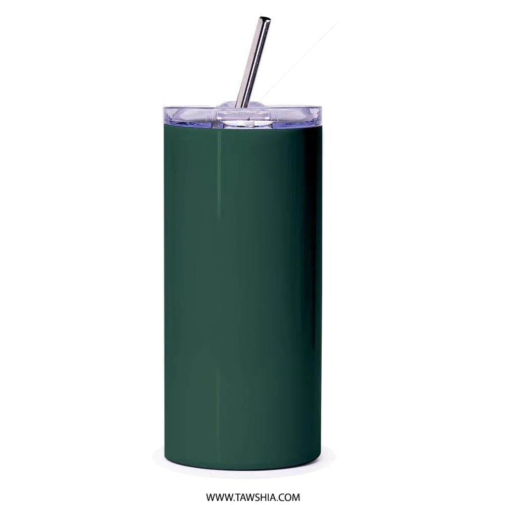 Sleek Dark Green Tumbler with Straw Drinkware product type