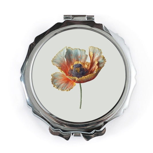 Poppy Pocket Mirror, Floral Compact Mirror, Botanical Mirror, Flower Pocket Mirror, Handbag Mirror, Gifts for Her, Pocket Mirror - Tawshia