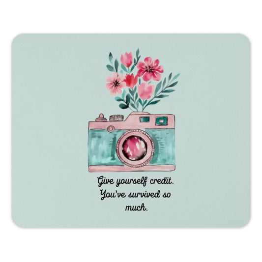 Floral Camera Mouse Pad, Inspirational Quote Desk Decor, Watercolor Flower Photography Lover Gift, Unique Desk Accessory, Office Mouse Pad - Tawshia