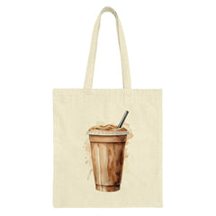 Iced Coffee Tote Bag, Coffee Lover Gift, Watercolor Frappe Tote, Aesthetic Drinks Bag, Reusable Grocery Bag, Everyday Carryall, Cute Tote - Tawshia