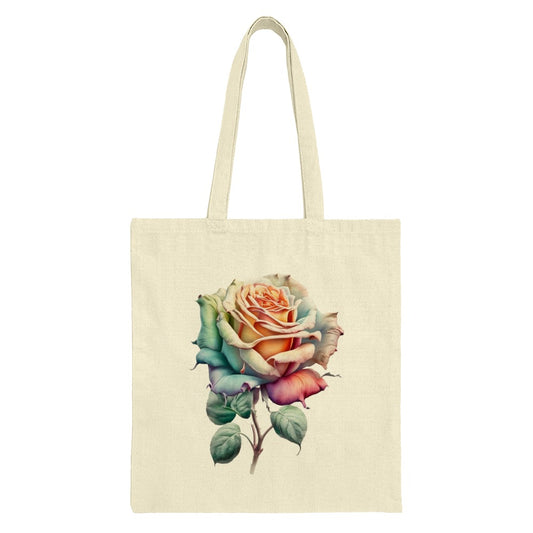 Rainbow Rose Tote Bag, Floral Tote Bag, Botanical Art Tote, Colorful Flower Bag, Shopping Bag, Reusable Bag, Gift for Her, Cute Tote - Tawshia