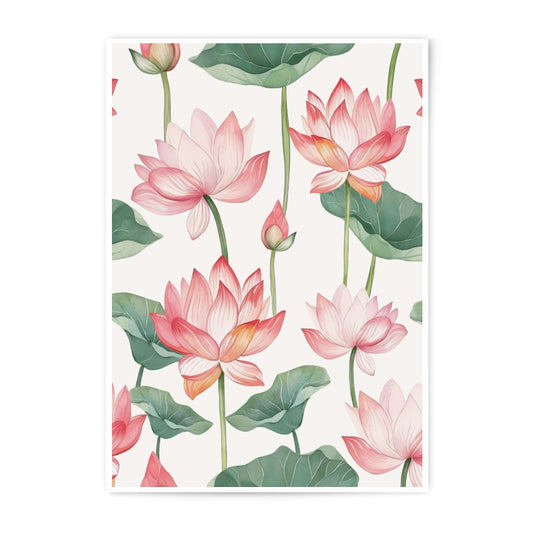 Lotus Flower Photographic Print, Watercolor Floral Art, Botanical Wall Decor, Elegant Home Art, Pink Flower Artwork - Tawshia