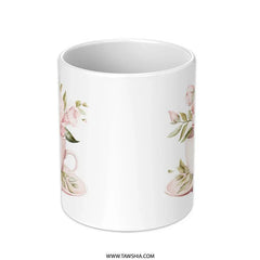 Floral Tea Cup Mug, Watercolor Flower Mug, Pink Floral Coffee Mug, Elegant Tea Lover Gift, Unique Mug Design, Cute Mug, Drinkware - Tawshia