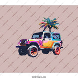 Jeep Backpack, Colorful Jeep, Tropical Palm, Car Lover Gift, Unique Backpack, Beach Vibes Backpack, Offroad Adventure Bag - Tawshia
