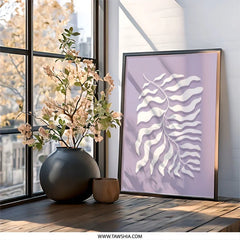 Minimalist Leaf Wall Art, Botanical Print, Modern Home Decor, Abstract Plant Art, Purple Wall Decor, Nature Inspired Art - Tawshia