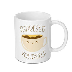 Espresso Yourself Mug, Coffee Lover Gift, Funny Coffee Mug, Cute Mug Design, Coffee Pun Mug, Gift for Her, Gift for Him, Unique Mugs - Tawshia