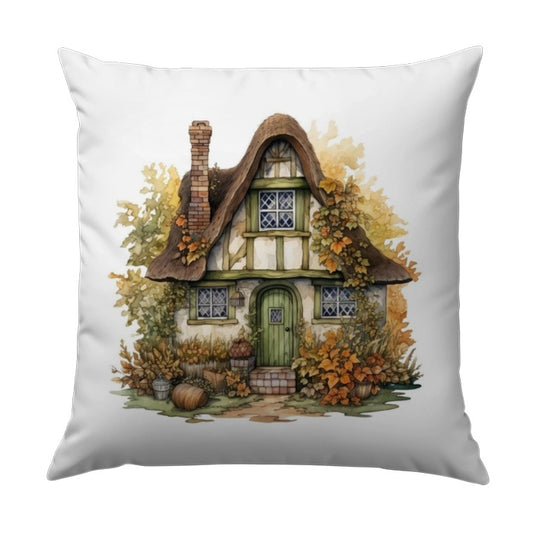 Cottagecore Pillow, Cozy Home Decor Pillow, Watercolor Cottage Throw Pillow, Country House Pillow, Whimsical House Cushion - Tawshia