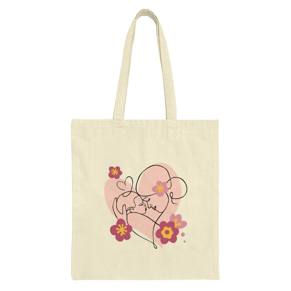 Mother and Child Art Tote Bag, Abstract Line Art, Floral Tote, Gift for Mom, Aesthetic Bag, Everyday Tote, Shopping Bag, Cute Gift - Tawshia