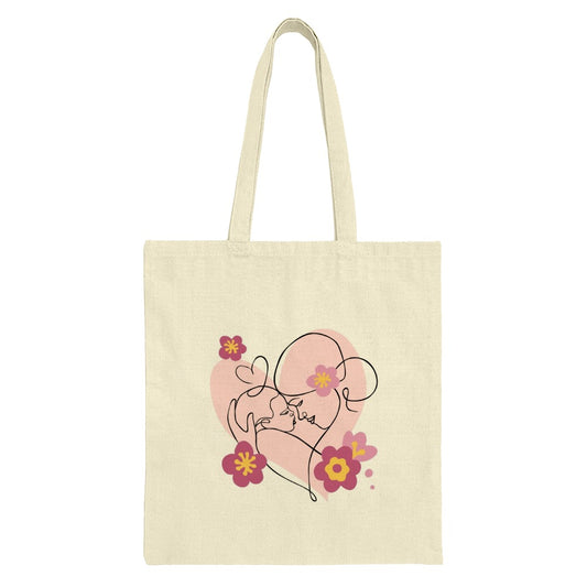 Mother and Child Art Tote Bag, Abstract Line Art, Floral Tote, Gift for Mom, Aesthetic Bag, Everyday Tote, Shopping Bag, Cute Gift - Tawshia