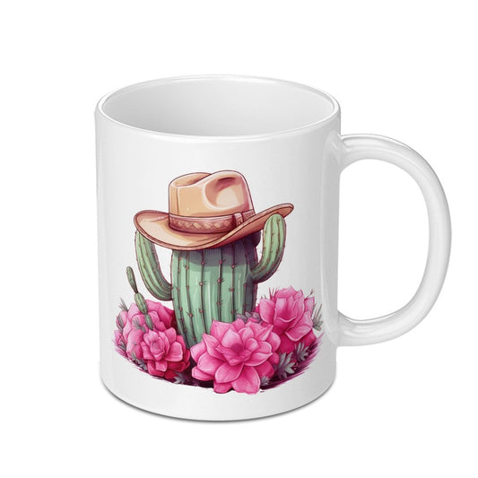 Cactus Mug, Cowboy Hat, Floral Mug, Desert Mug, Western Mug, Unique Mug, Gift Idea, Trendy Mug - Tawshia