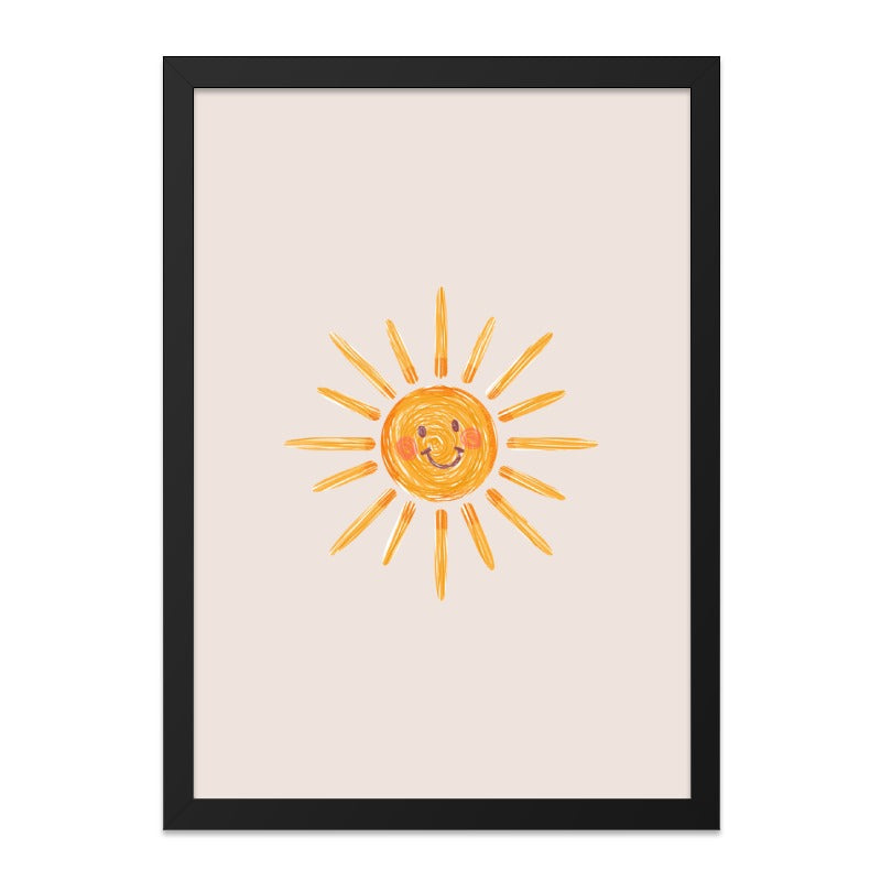 Sunshine Wall Art, Happy Sun Print, Kids Room Decor, Playroom Art, Nursery Wall Decor, Smiling Sun Art, Childlike Drawing, Sun Art - Tawshia