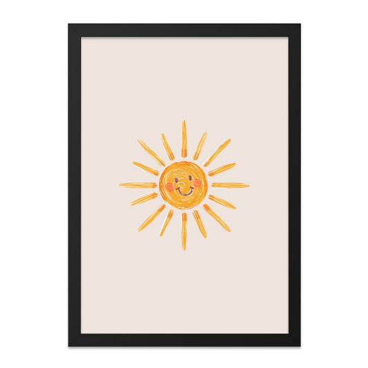 Sunshine Wall Art, Happy Sun Print, Kids Room Decor, Playroom Art, Nursery Wall Decor, Smiling Sun Art, Childlike Drawing, Sun Art - Tawshia