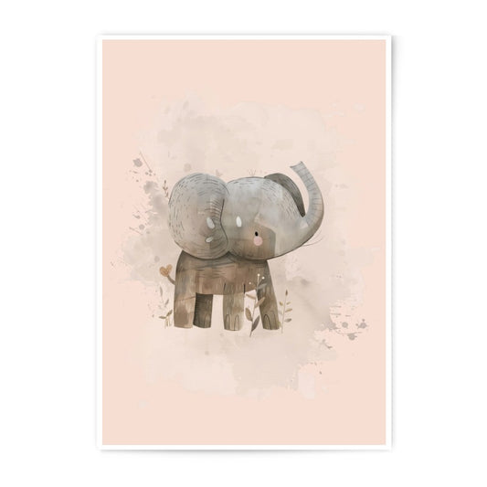 Baby Elephant Photographic Print, Watercolor Animal Art, Nursery Decor, Childrens Room Wall Art, Cute Elephant Print, Kids Decor - Tawshia