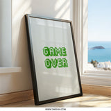 Game Over Wall Art, Pixel Art Print, Retro Gaming Decor, 8 bit Art, Gamer Gift, Geeky Wall Decor, Video Game Art Print - Tawshia