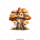 Mushroom Tree House Pocket Mirror, Fantasy Art, Cute Compact Mirror, Gift for Her, Unique Travel Mirror, Whimsical Pocket Mirror - Tawshia
