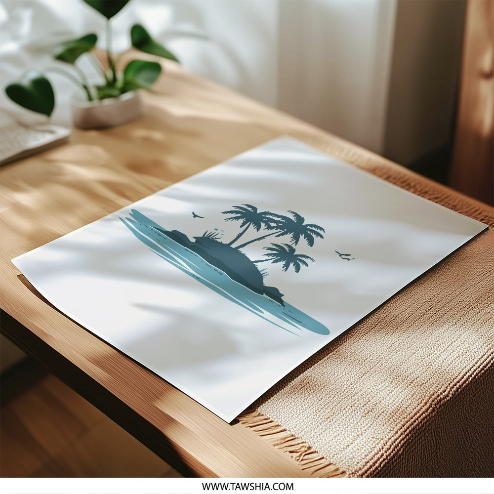 Tropical Island Photographic Print, Palm Tree Art, Island Decor, Beach House Art, Coastal Wall Art, Summer Print - Tawshia