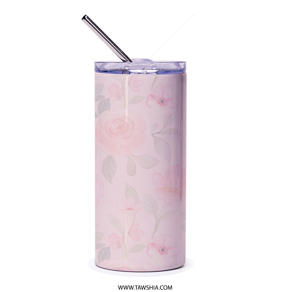 Compass Rose Tumbler, Floral Compass Tumbler, Pink Flower Design Tumbler, Travel Lover Gift, Adventure Tumbler, Personalized Tumbler - Tawshia