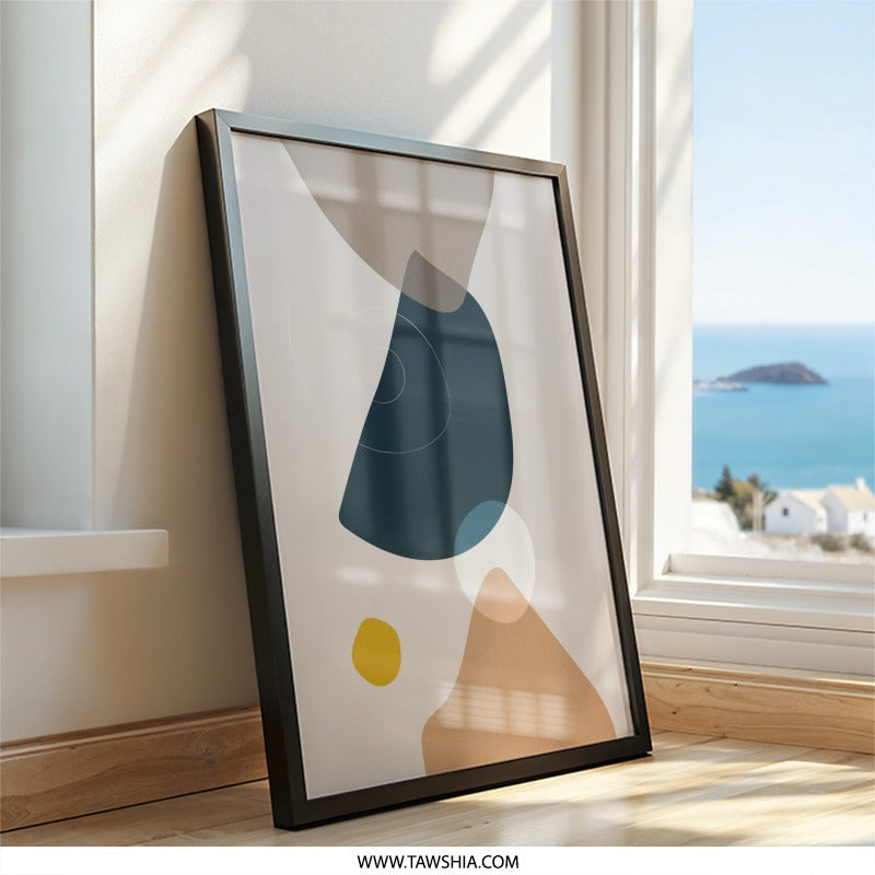 Abstract Shapes Wall Art, Minimalist Print, Modern Art Poster, Contemporary Wall Decor, Home Decor, Geometric Shapes Print, Living Room Art - Tawshia