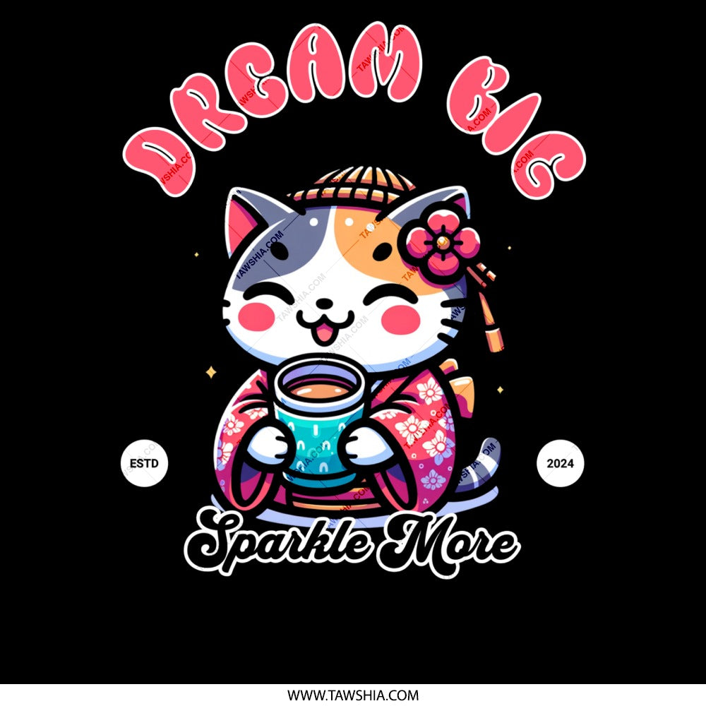 Dream Big Sparkle More Cat Art Print product type