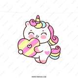 Cute Unicorn Pillow, Heart Pillow, Kawaii Unicorn, Whimsical Pillow, Kids Room Decor, Nursery Decor, Decorative Pillow - Tawshia