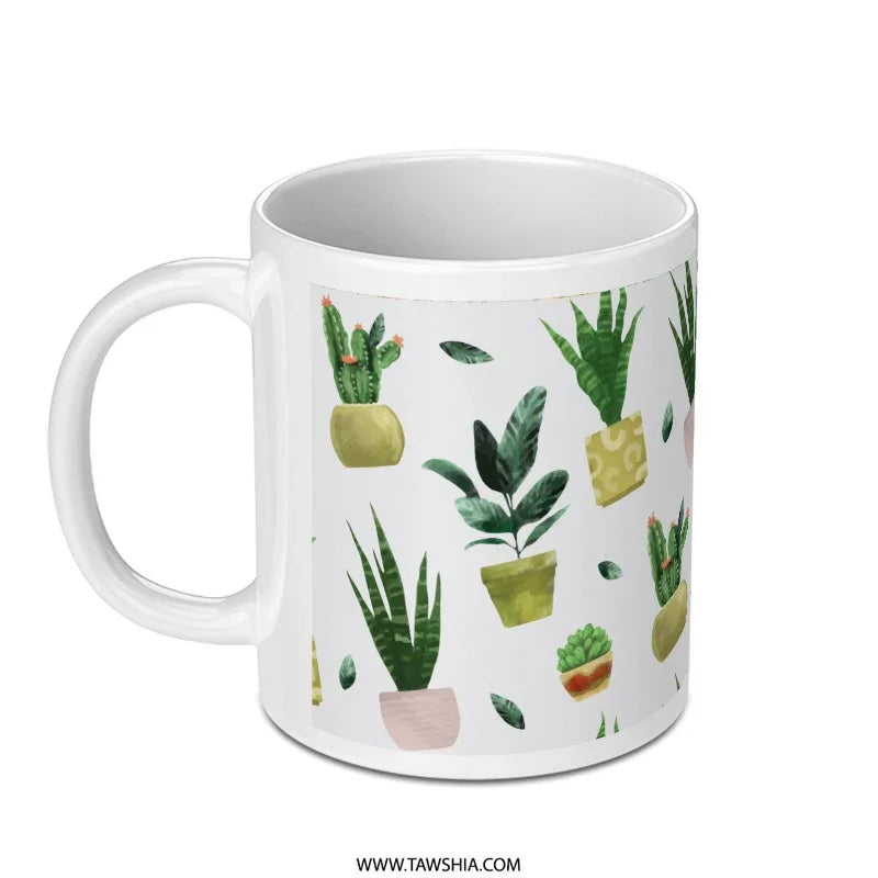 Vibrant Cactus Plant Design Ceramic Coffee Mug product