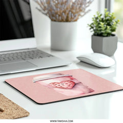 Pink Coffee Mousepad, Heart Mousepad, Valentine Mousepad, Office Decor, Cute Mousepad, Trendy Mousepad, Watercolor Mousepad - Tawshia