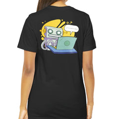 Fun Cartoon Robot with Laptop Design TShirt product