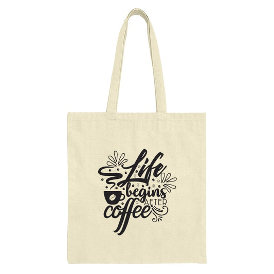 Life Begins After Coffee Tote Bag, Coffee Lover Gift, Motivation Quote Bag, Book Bag, Reusable Grocery Bag, Shopping Bag, Coffee Cup Design - Tawshia