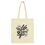 Life Begins After Coffee Tote Bag, Coffee Lover Gift, Motivation Quote Bag, Book Bag, Reusable Grocery Bag, Shopping Bag, Coffee Cup Design - Tawshia