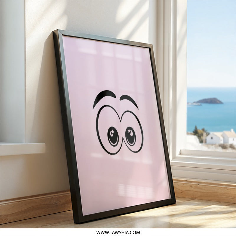 Cartoon Eyes Wall Art, Whimsical Decor, Funny Eyeballs Print, Cute Room Decor, Playful Art Print, Eye Illustration, Star Eyes Art - Tawshia