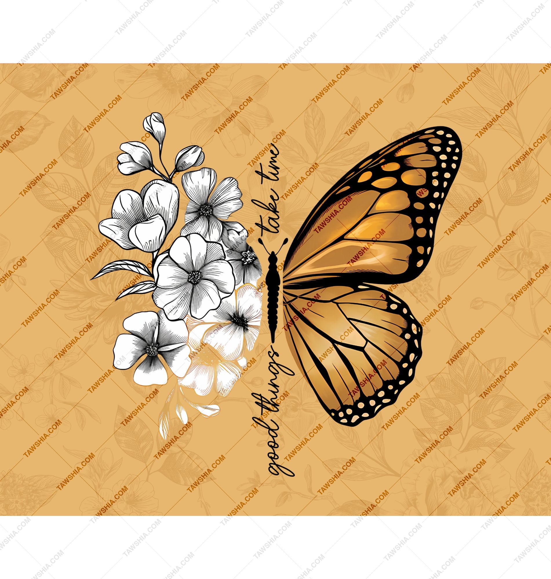 Good Things Take Time Butterfly Floral product