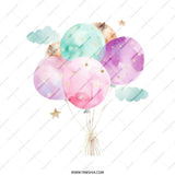 Watercolor Balloons Tote Bag, Pastel Sky Totes, Stars Design, Unique Gift Ideas, Colorful Balloons, Cloud Tote Bag, Artistic Tote Bags - Tawshia