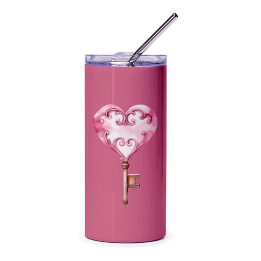 Heart Key Tumbler, Pink Tumbler, Love Gift, Unique Design Tumbler, Valentine's Day Gift, Gifts for Her, Anniversary Gift - Tawshia