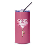 Heart Key Tumbler, Pink Tumbler, Love Gift, Unique Design Tumbler, Valentine's Day Gift, Gifts for Her, Anniversary Gift - Tawshia