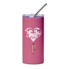 Heart Key Tumbler, Pink Tumbler, Love Gift, Unique Design Tumbler, Valentine's Day Gift, Gifts for Her, Anniversary Gift - Tawshia