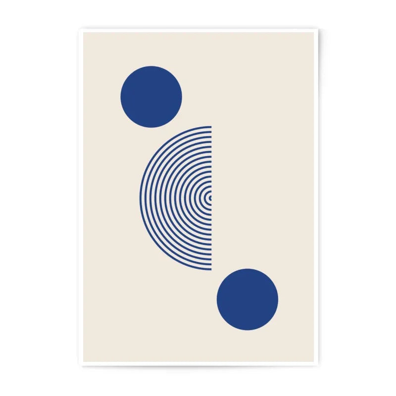 Abstract Photographic Print, Geometric Wall Art, Blue Circles and Lines, Modern Home Decor, Minimalist Art Print, Scandinavian Design - Tawshia