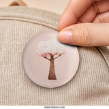 Pink Tree Pinback Button, Watercolor Tree Button, Nature Lover Gift, Floral Pin, Pastel Button, Cute Button, Trendy Button, Accessories - Tawshia