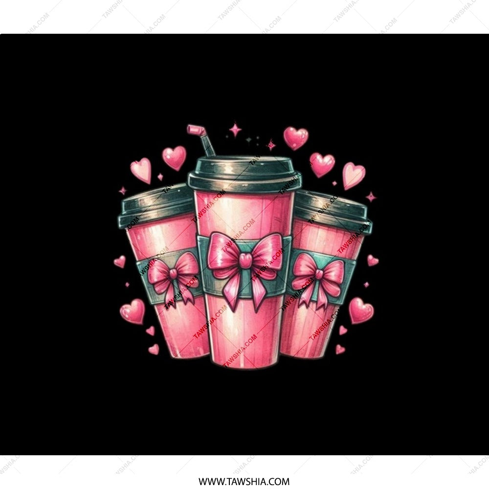 Pink Coffee Backpack, Valentines Backpack, Coffee Lover Backpack, Cute Backpack for Her, Heart Backpack, Backpack for School, Gift for Her - Tawshia