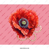 Red Poppy Mouse Pad, Floral Desk Accessory, Flower Art, Pearl Jewelry, Unique Computer Gift, Modern Office Decor, Elegant Desk Pad - Tawshia