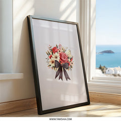 Floral Bouquet Wall Art, Rose Daisy Print, Flower Arrangement Picture, Elegant Home Decor, Gift for Her, Living Room Art - Tawshia