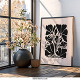 Abstract Floral Wall Art, Modern Flower Print, Black and White Botanical Decor, Minimalist Art, Home Decor Wall Art - Tawshia