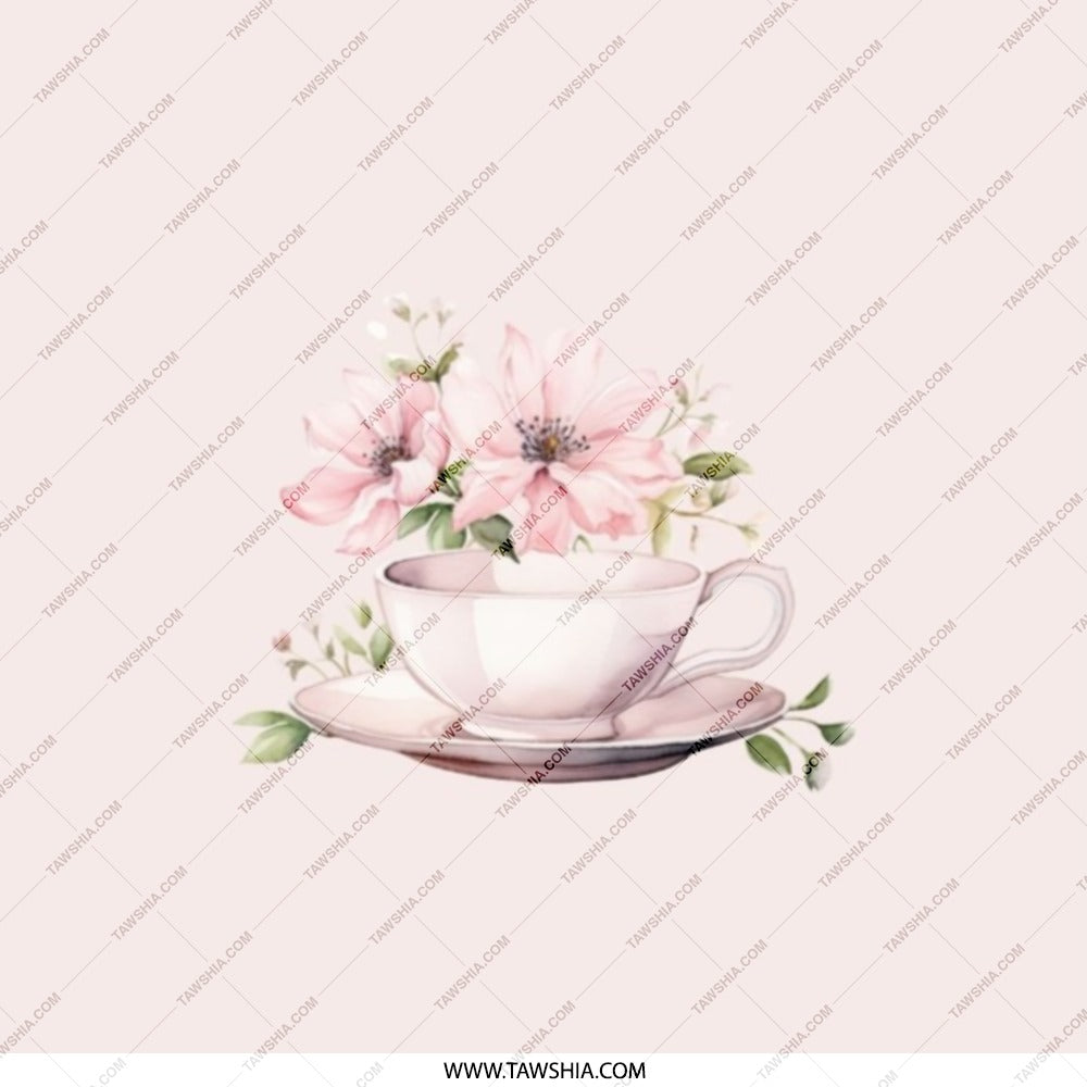 Tea Cup Pocket Mirror, Floral Pocket Mirror, Pink Flower Mirror, Elegant Compact Mirror, Aesthetic Gift for Her, Purse Mirror - Tawshia