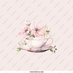 Tea Cup Pocket Mirror, Floral Pocket Mirror, Pink Flower Mirror, Elegant Compact Mirror, Aesthetic Gift for Her, Purse Mirror - Tawshia