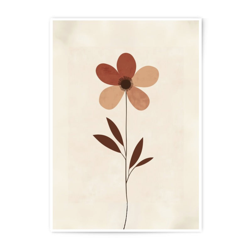 Minimalist Floral Photographic Print, Beige Flower Art, Modern Botanical Wall Decor, Earth Tone Artwork, Simple Plant Illustration - Tawshia