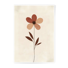 Minimalist Floral Photographic Print, Beige Flower Art, Modern Botanical Wall Decor, Earth Tone Artwork, Simple Plant Illustration - Tawshia