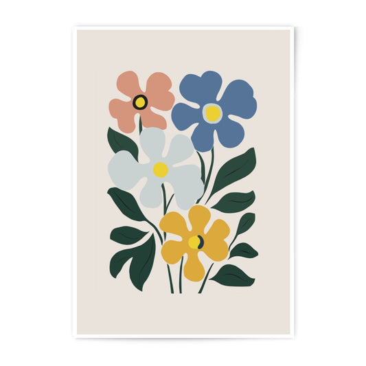 Floral Photographic Print, Modern Flower Art, Botanical Wall Decor, Colorful Flower Illustration, Minimalist Home Decor - Tawshia