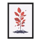 Sprout Wall Art, Minimalist Plant Print, Red Leaf Poster, Modern Home Decor, Growing Seedling Artwork, Framed Wall Decor - Tawshia