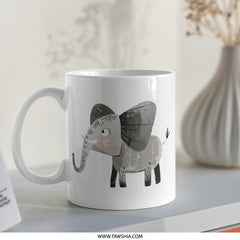 Elephant Mug, Cute Animal Mug, Coffee Mug, Tea Mug, Adorable Elephant Design, Gift Idea, Unique Mug, Cartoon Elephant Mug, Kids Mug - Tawshia