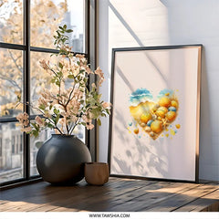 Beach Heart Wall Art, Seashell Love Print, Coastal Decor, Ocean Wave Art, Summer Home Decor, Nautical Wall Decor, Beach House Art - Tawshia